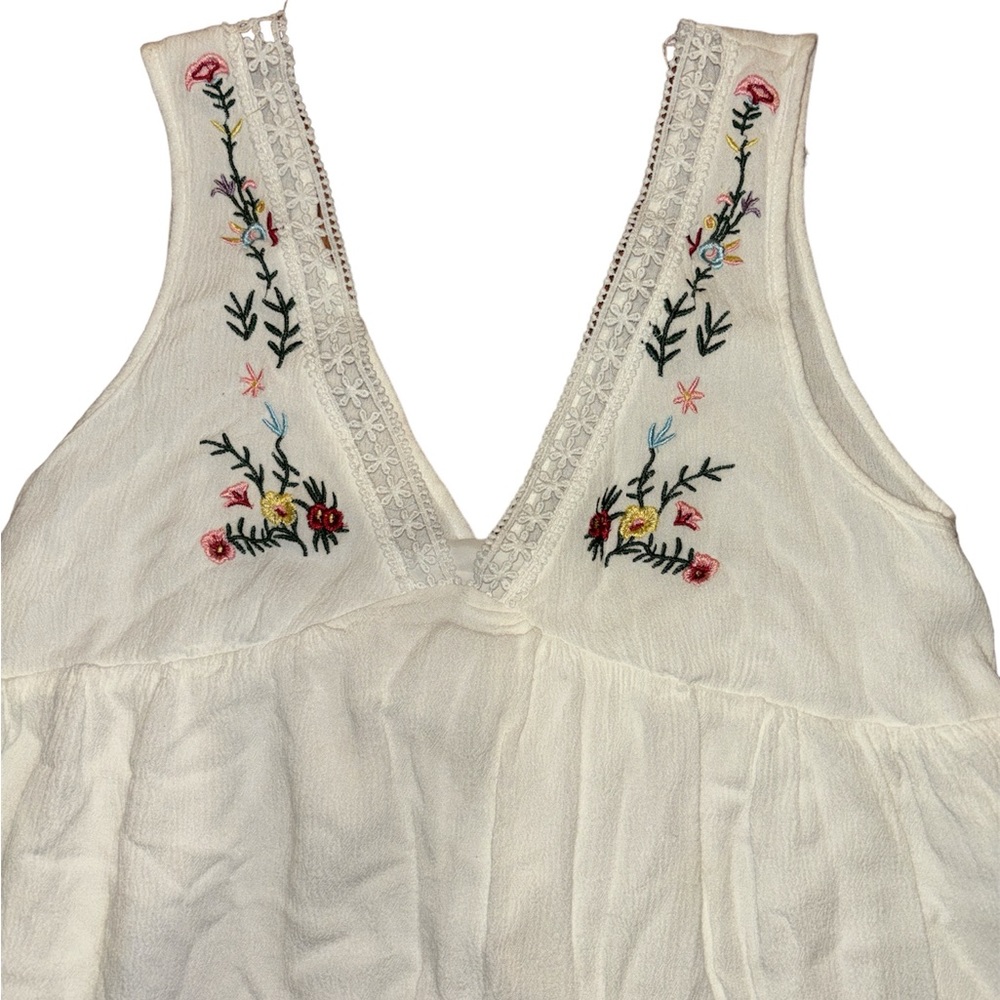 Sleaveless medium top embroidery white baby doll flowers lace - Picture 2 of 3